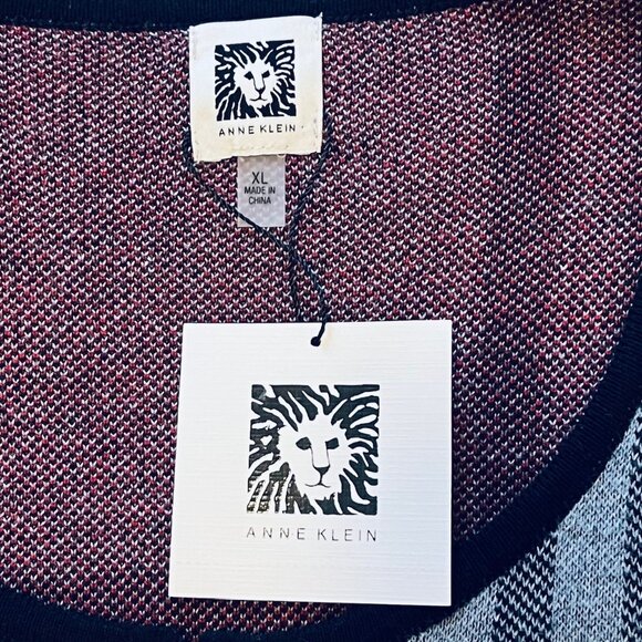 Anne Klein Buckle Neck Topper in Plaid Gray Combo (XL) New with Tag - Picture 5 of 10